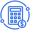 Icône d'une calculatrice entourée d'un cercle.